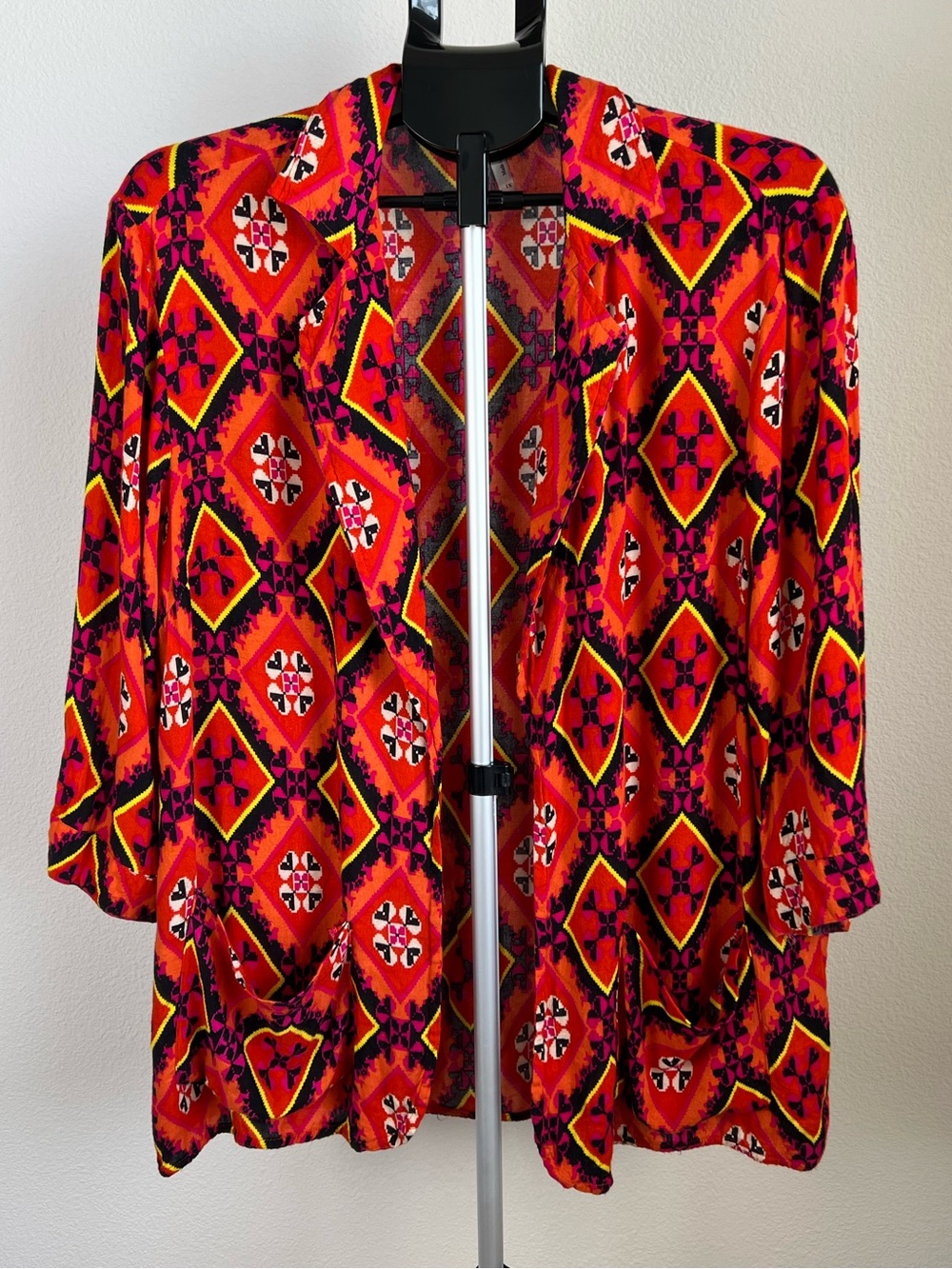 Truth 1X Neon Tribal Aztec Open Front Kimono Cardigan Boho Festival Artsy